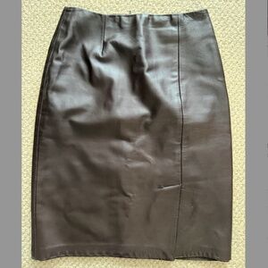 Daniel Women's Brown Leather Midi Skirt with from side slit